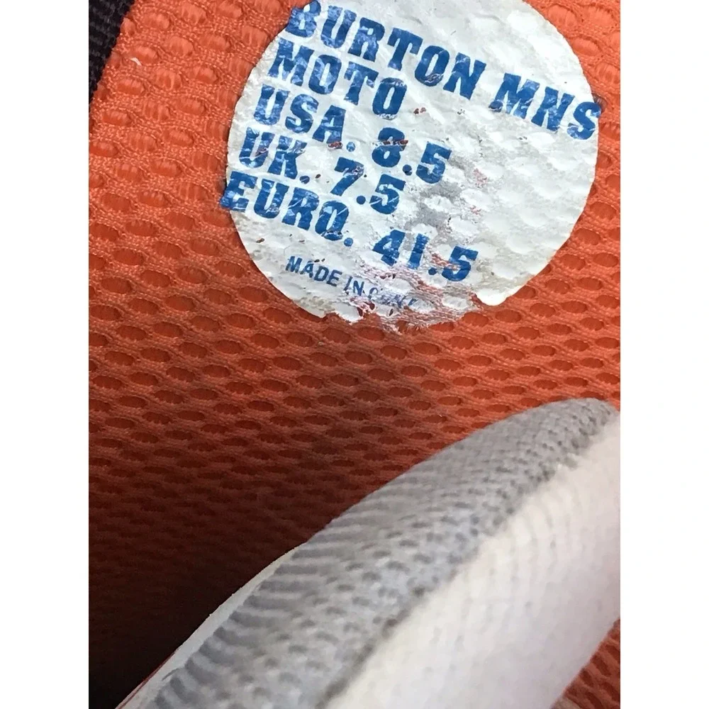 Burton Moto Men's Snowboard Boots USA Size 8.5 Gray Orange Lace Up